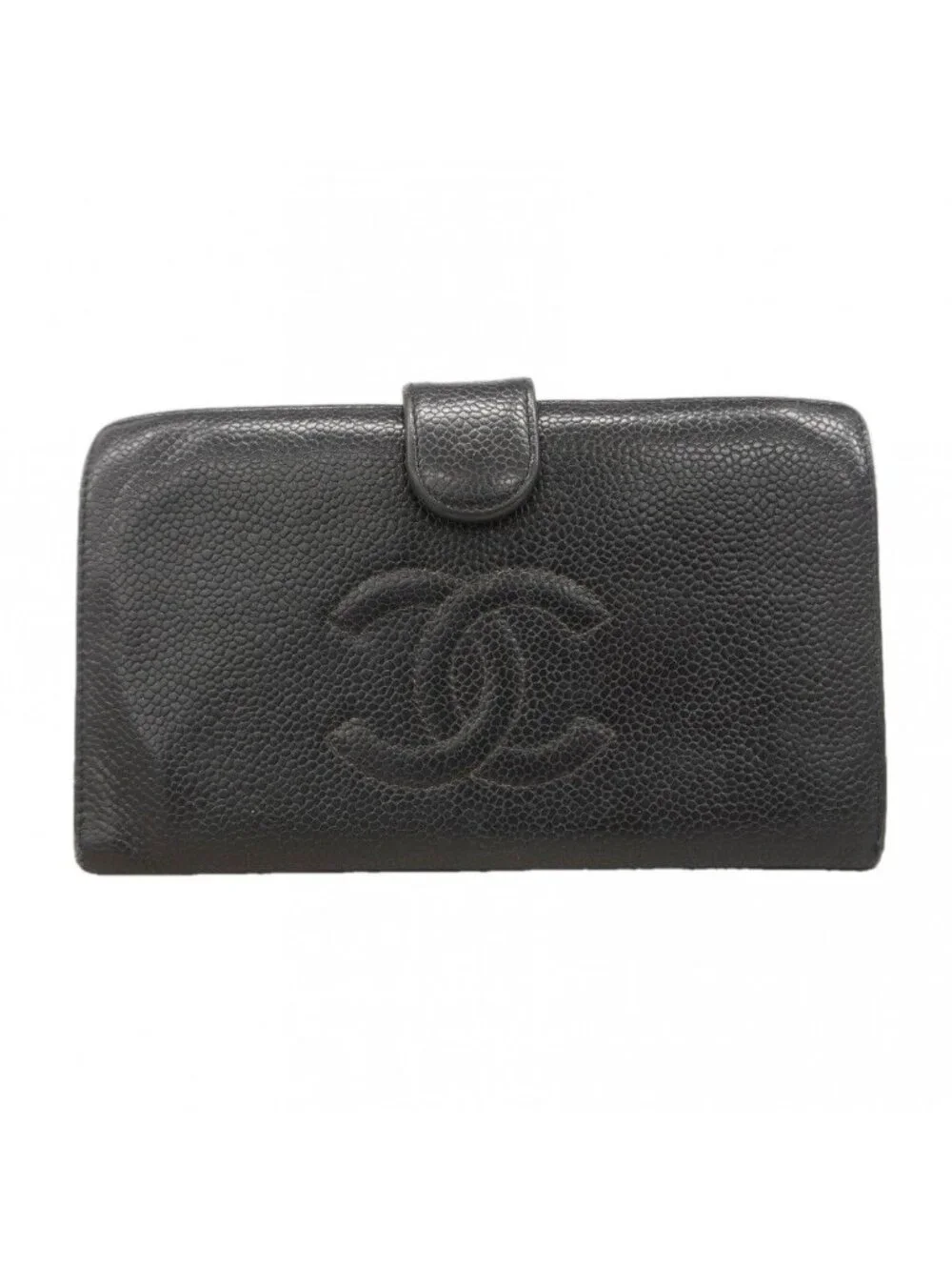 Chanel Wallet Caviar Leather Black Gold